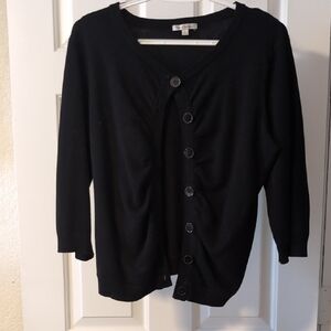 Harve Benard Black Button-Front Cardigan